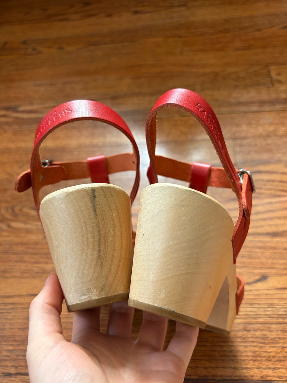 Swedish Hasbeens women's lacy platform sandal clogs red EU 41 - Picture 12 of 12